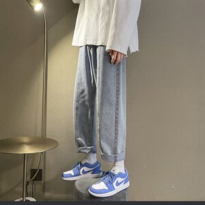 2023春款纯色宽松直筒老爹男女牛仔裤 X715 NZ016 批45 控68图片