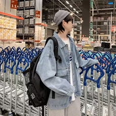 日系ins潮牌工装牛仔夹克男春秋季宽松上衣韩版百搭外套W92/P52，男装夹克，星座506