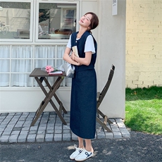 休闲牛仔马甲半身裙套装女夏三件套洋气减龄显瘦遮肉韩系穿搭爆款，女装套装/套裙，慧尚依恋