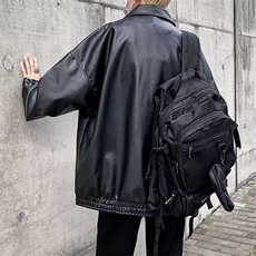 秋季小众高级感立领机车皮衣男宽松炸街垫肩夹克外套潮PU905/P78，男装夹克，星座506
