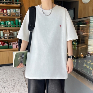 夏季新款爱心刺绣纯棉短袖潮宽松情侣装半袖T恤T93-P40-310B-2图片