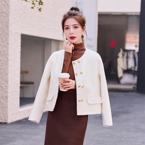 双面呢羊毛大衣女秋冬2024新款气质显瘦时尚厚短款小香风毛呢外套图片