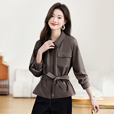 皮衣外套女2025春新款小个子今年流行爆款高级感气质短款收腰夹克，女装皮衣，贵人树