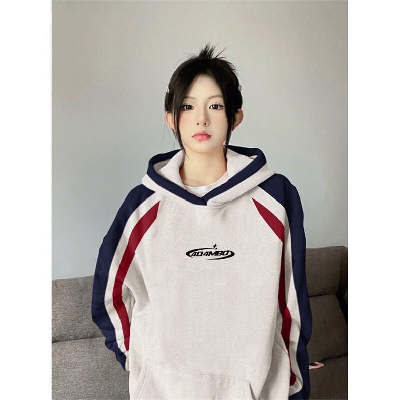 抖音得物供货 提供视频秋冬重磅美式宽松接拼连帽卫衣32212图片