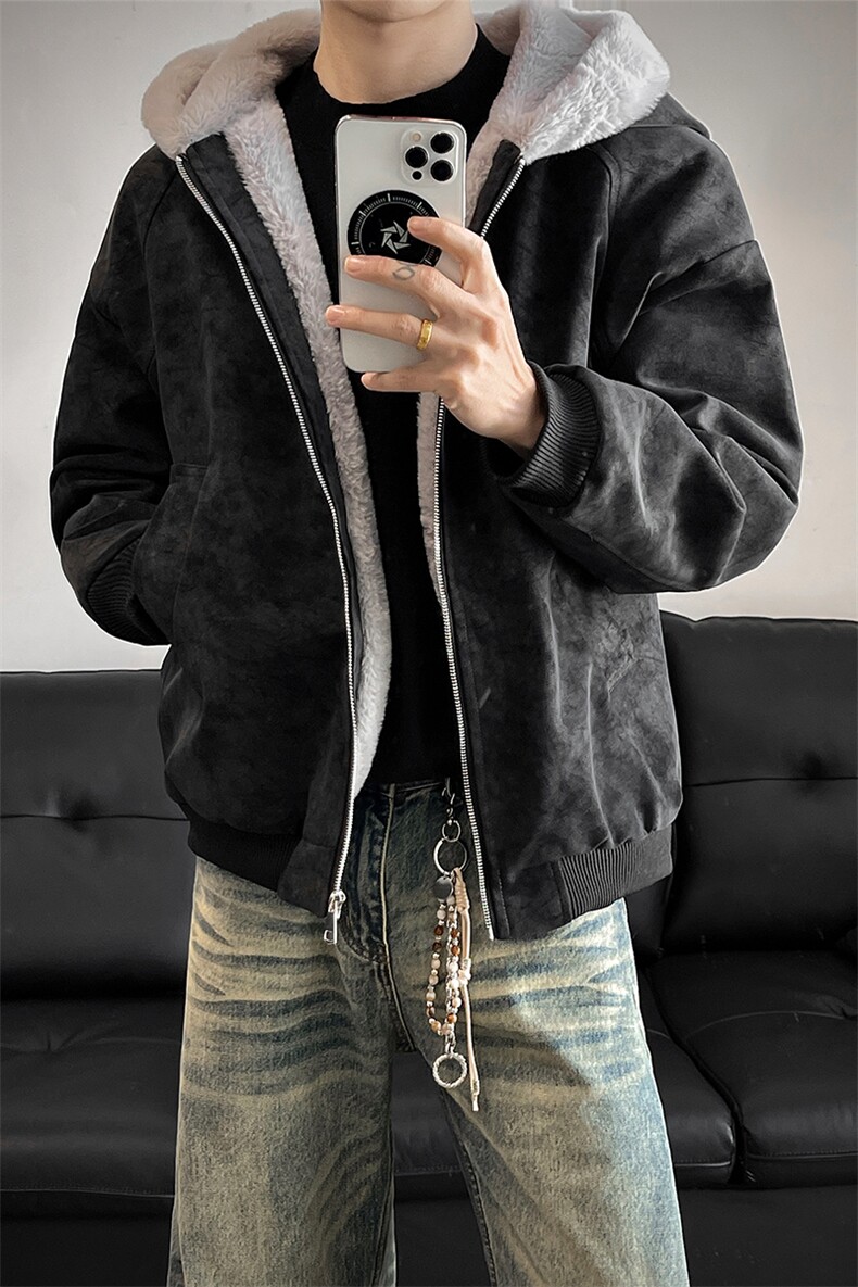 连帽座山雕pu皮棉服加绒皮毛领情侣装棉衣男装大码外套S529-特85,男装皮衣,电商A233-1