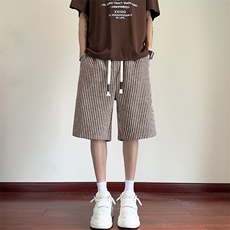 肌理感麦穗五分卫裤男款夏季青少年潮流宽松短裤阔腿休闲运动中裤，男装休闲裤，电商A001