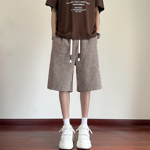 肌理感麦穗五分卫裤男款夏季青少年潮流宽松短裤阔腿休闲运动中裤图片