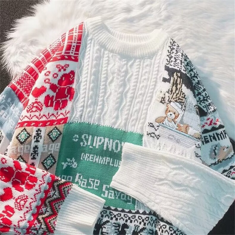 秋冬高级感拼接男牌情侣装宽松高领小众针织衫慵懒风毛衣YM24P48，男装针织衫/毛衣，星座1013-5