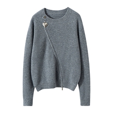 秋冬季羊绒休闲简约时尚百搭桃心拉链12针单股元宝针开衫，女装羊绒衫，绒知纯羊绒