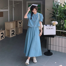 大量现货夏季牛仔两件套裙2C159-2313-P145-控208，女装套装/套裙，2C159