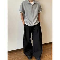 夏季新款港风日系假两件POLO领短袖T恤男insXZ213-TX21-P35控58，男装T恤，星座213