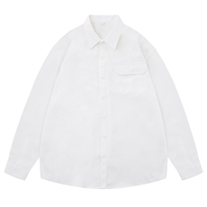 光板得物\唯品二开春装宽松纯色胸口翻袋长袖衬衫衬衣S08P30，男装衬衫，电商A247