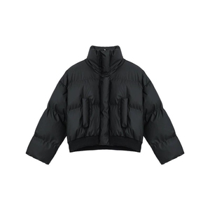 现货5W件冬季三防重磅硬挺boxy短款羽绒立领PU皮棉衣外套加厚棉服图片