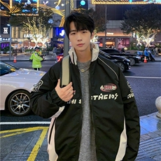 FY-65潮牌冬新款复古撞色立领机车宽松休闲棉服外套，男装棉衣，星座308A-1（原309B-1）