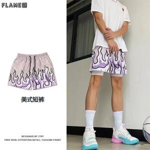 新品假两件篮球短裤不过膝宽松休闲四分男夏速干双层运动训练裤子图片