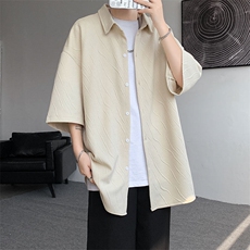 短袖衬衫男士夏季新款港风宽松提花衬衣CS369-P35，男装衬衫，星座214-3