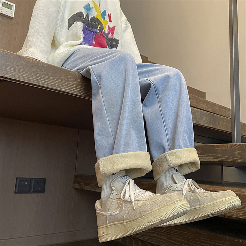 加绒加厚牛仔裤宽松直筒休闲裤KN12JRP50,男装牛仔裤,电商D325