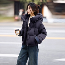 白鸭绒姜黄色羽绒服女短外套2025冬季新款小个子宽松百搭面包服，女装羽绒服，鑫源服饰