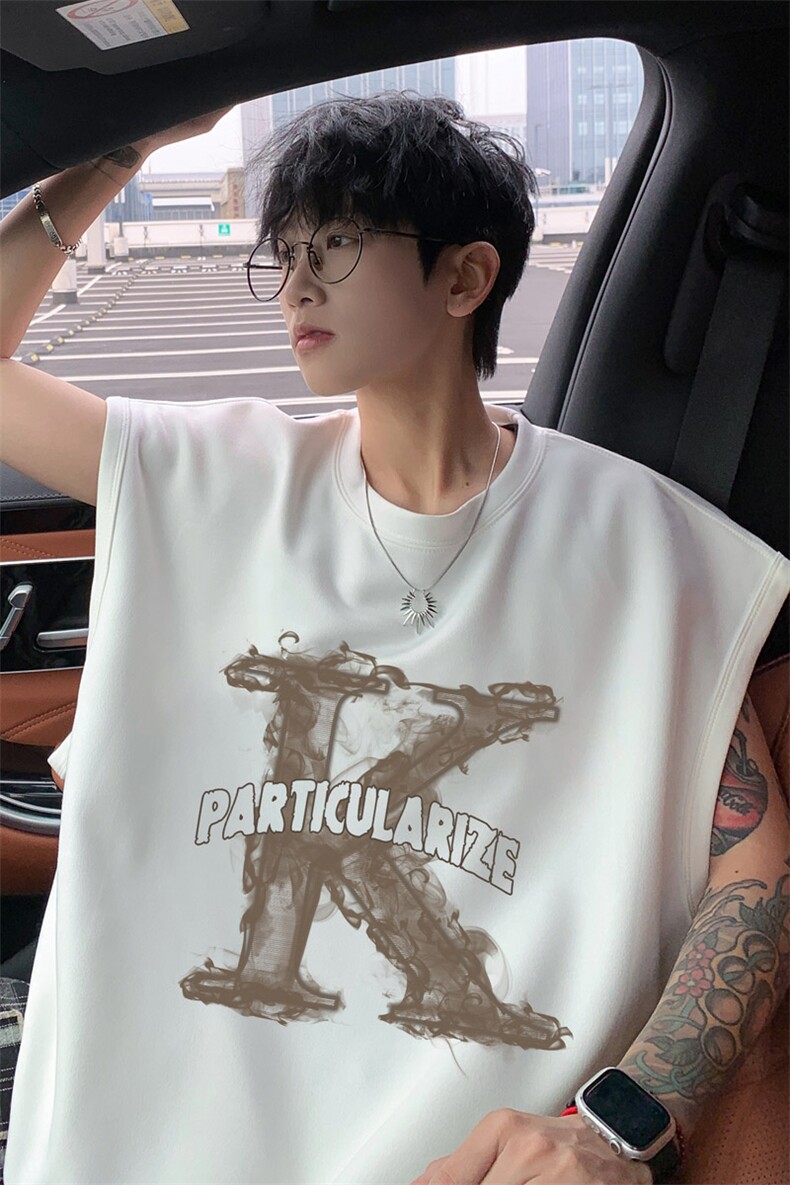 ！2025夏季新款男士无袖麂皮绒背心无袖T恤TLBX06特P18控38,男装T恤,电商B220