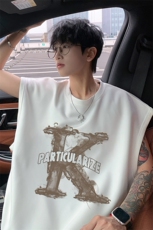 ！2025夏季新款男士无袖麂皮绒背心无袖T恤TLBX06特P18控38，男装T恤，电商B220