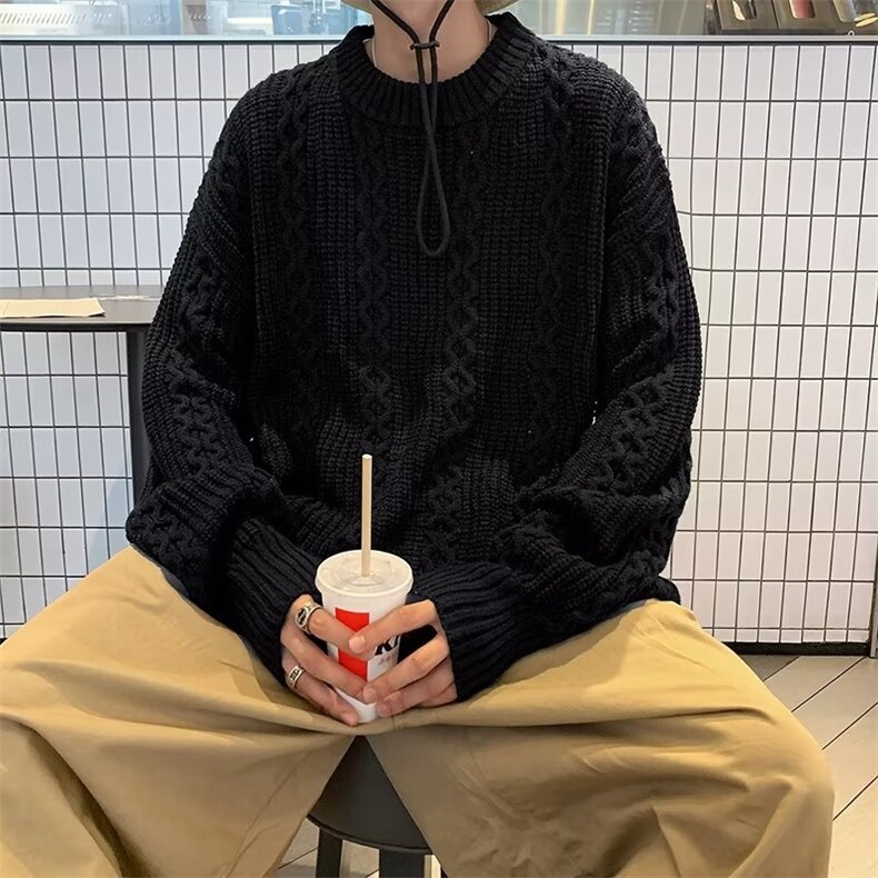 情侣装线衣外套麻花毛衣男秋冬款宽松休闲圆领针织衫M700-P43,男装针织衫/毛衣,星座512-2