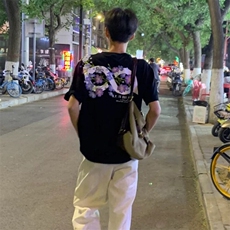 万针全刺绣解构设计260克重磅双纱纯棉高品质美式高街短袖T恤特39，男装T恤，电商A486