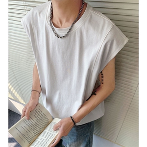 无袖T恤背心夏季百搭高街纯棉健身运动打底汗衫潮YY1809-特p22图片