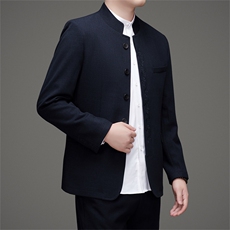新款高品质中山装西服外套男士中老年风新中式休闲西服唐装，男装西服，钱塘723