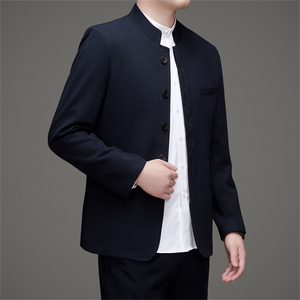 新款高品质中山装西服外套男士中老年风新中式休闲西服唐装图片