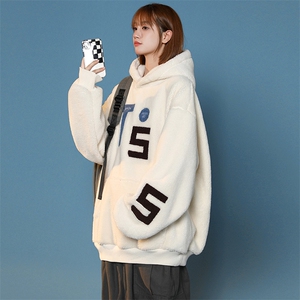 秋冬加绒加厚羊羔绒卫衣休闲毛巾绣连帽外套男女 976-P90 控价118图片