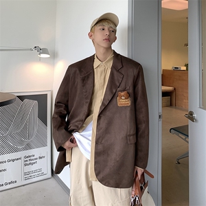 【2025秋冬】新款麂皮绒西服 送小熊西装宽松韩版慵懒学院风外套图片