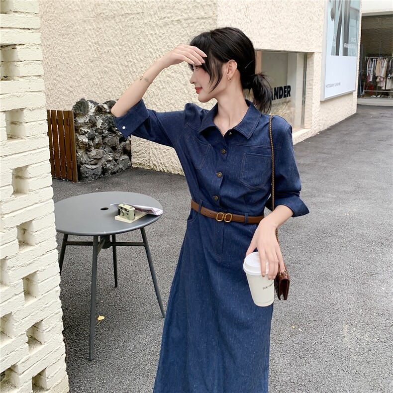 轻职场通勤风白色衬衫连衣裙女春秋超火好看高级独特漂亮气质长裙,女装连衣裙,2C126