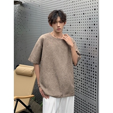 现货夏季纯色亚麻潮宽松新中式大码棉麻短袖男MT08-特P25控48，男装T恤，星座205-5