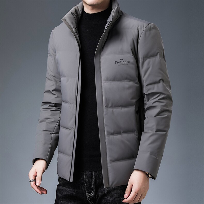 冬季男士白鸭绒立领厚款保暖外套中年新款宽松免烫休闲羽绒服男装，男装羽绒服，电商B212（原钱塘6029）
