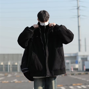 三彩尼假两件秋冬季美式复古麂皮绒外套男女宽松休闲百搭 MW9296图片