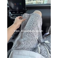 小香风条纹针织运动短裤男夏季潮牌薄款粗花毛呢宽松休闲五分裤子，男装牛仔裤，星座1116A（原606A-3）