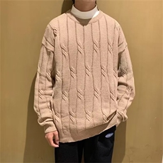 秋冬新款韩版潮流麻花圆领毛衣男宽松休闲慵懒风针织衫，男装针织衫/毛衣，星座410-6（原星座1304-1）