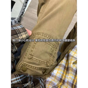 WE1849-P64 美式高街微喇叭牛仔裤男女新款复古显瘦设计感图片