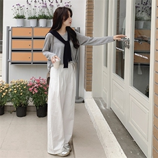 2025夏装新款高腰显瘦直筒阔腿裤，女装休闲裤，米莱