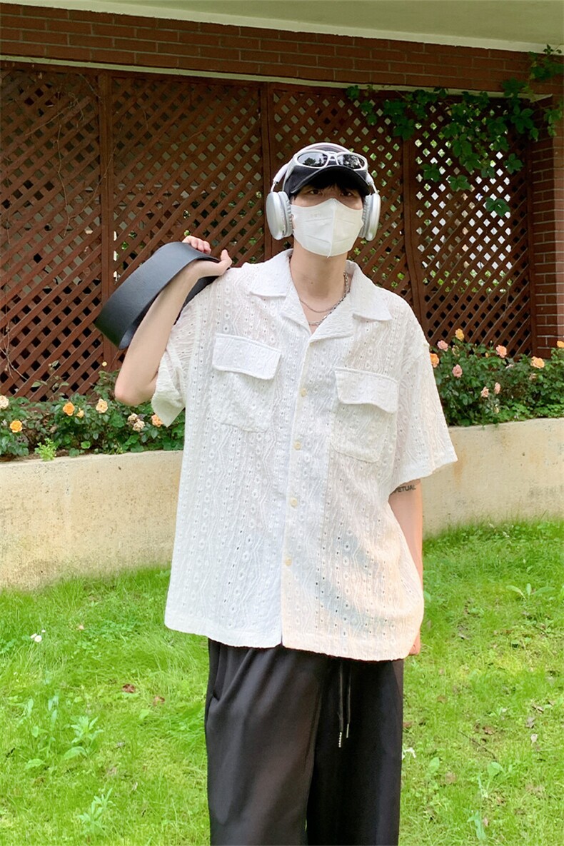 特P40无差价夏季新款潮流设计休闲短袖衬衫-HC2279港风,男装衬衫,电商A003