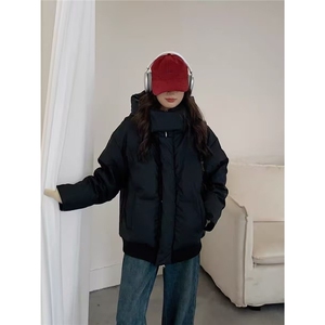 冬季三防重磅boxy短款羽绒连帽PU皮棉衣外套防风加厚棉服图片