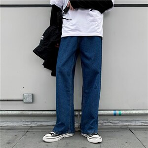 牛仔裤男秋潮牌直筒宽松裤子韩版潮流阔腿拖地老爹长裤kz206-p35图片