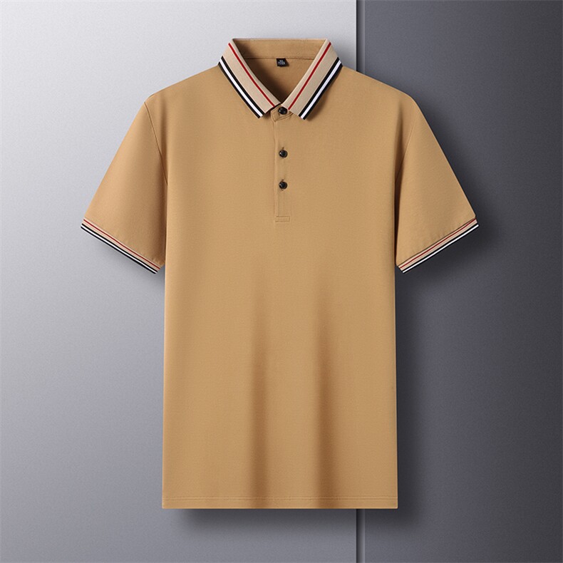 2023新款男士短袖t恤衣服纯色夏季体恤中年商务打底衫上衣polo衫,男装T恤,电商B212（原钱塘6029）