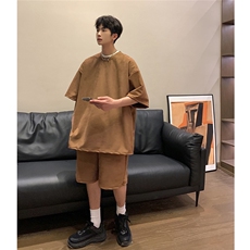 1港风模麂皮绒短袖T恤男DT8766P23短裤男DK8767P32套装TZ8757P55，男装休闲套装，星座226-2