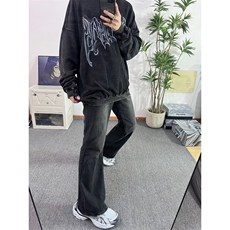 美式hiphop牛仔裤修身直筒微喇叭裤68，男装牛仔裤，星座310A-4