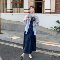 防晒衬衫吊带连衣裙套装女夏季2025新款气质一整套ootd穿搭两件套，女装套装/套裙，2C177