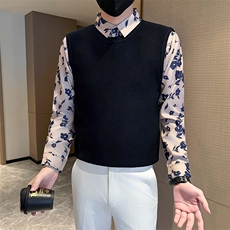 店主风小伙秋冬男士针织毛衣假二件打底衫301A-1/M86/P75，男装T恤，星座301A-1