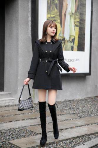 短款风衣外套，女装风衣，艾美欧歌