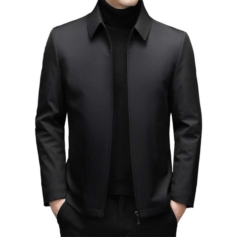 翻领纯色冬季羽绒服男装新款中年休闲爸爸冬装上衣加厚保暖外套,男装羽绒服,电商B212（原钱塘6029）