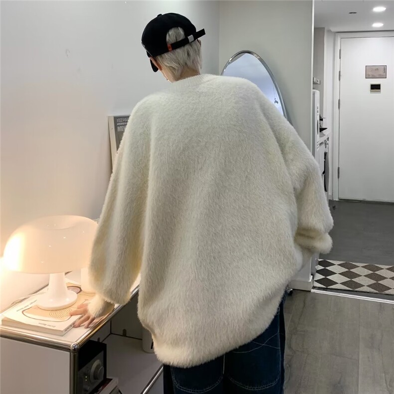 秋冬款时尚潮男百搭宽松鹿皮绒毛衣外套,男装针织衫/毛衣,四季星座218-1